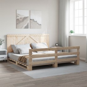 Estructura de cama con cabecero madera maciza de pino