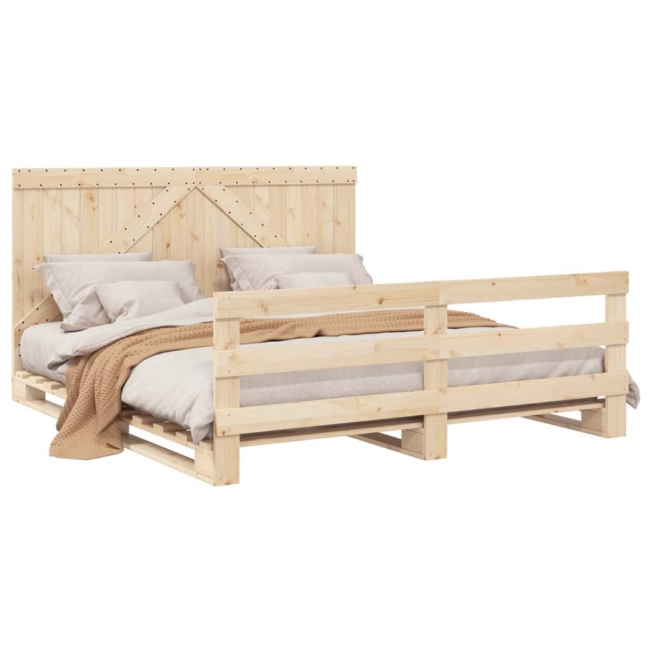 Estructura de cama con cabecero madera maciza de pino