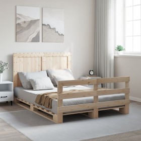 Estructura de cama con cabecero madera maciza pino 140x200
