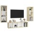 Muebles de salón 3 pzas madera ingeniería blanco y roble