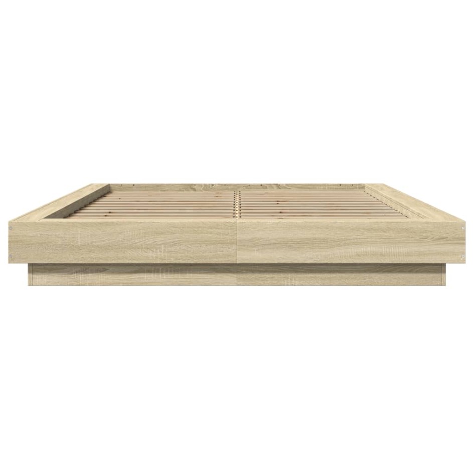 Estructura cama con luces LED madera roble Sonoma 140x200