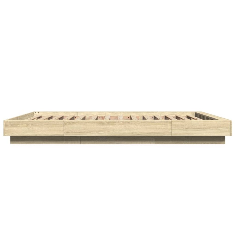 Estructura cama con luces LED madera roble Sonoma 135x190