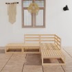Juego de muebles de jardín 5 piezas madera maciza de pino