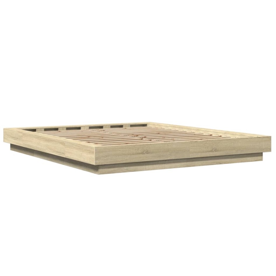 Estructura de cama madera de ingeniería roble Sonoma 160x200