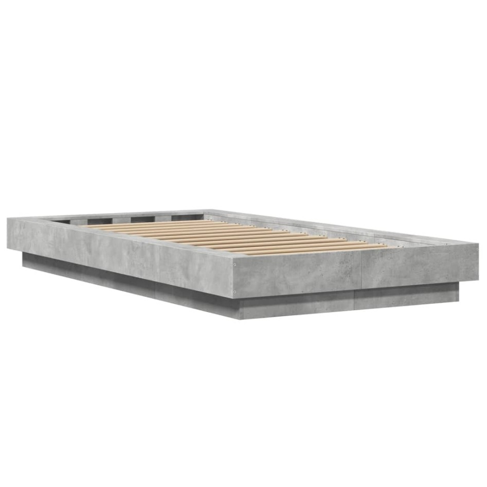 Estructura de cama madera de ingeniería gris hormigón