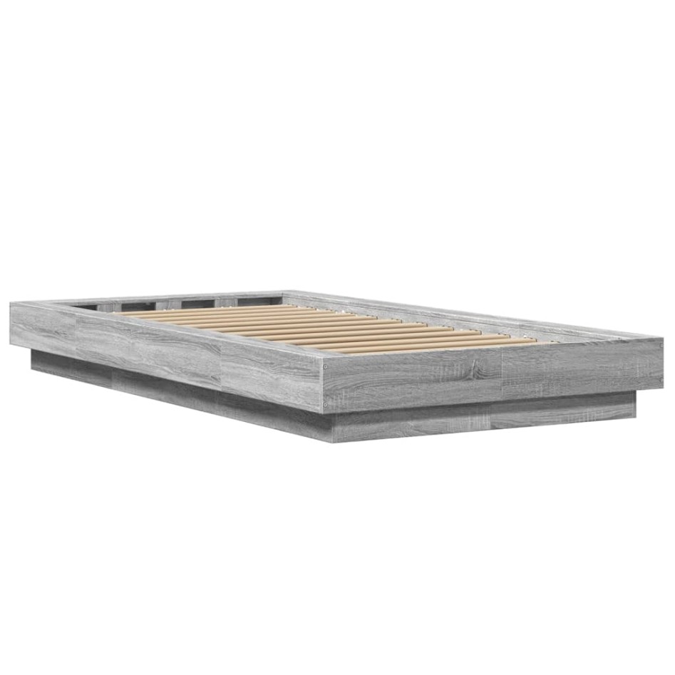 Estructura de cama madera de ingeniería gris Sonoma 75x190