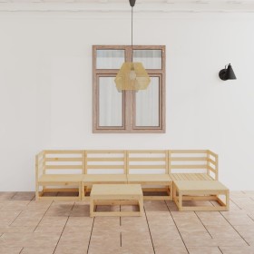 Juego de muebles de jardín 6 piezas madera maciza de