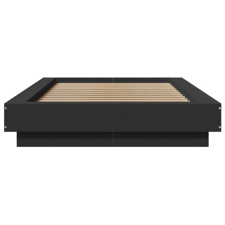Estructura de cama madera de ingeniería negra 100x200