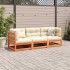 Set de sofás jardín 3 pzas con cojines madera pino marrón
