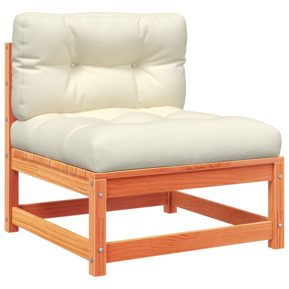 Set de sofás jardín 3 pzas con cojines madera pino marrón