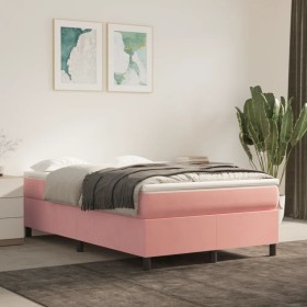 Estructura de cama sin colchón terciopelo rosa 120x200