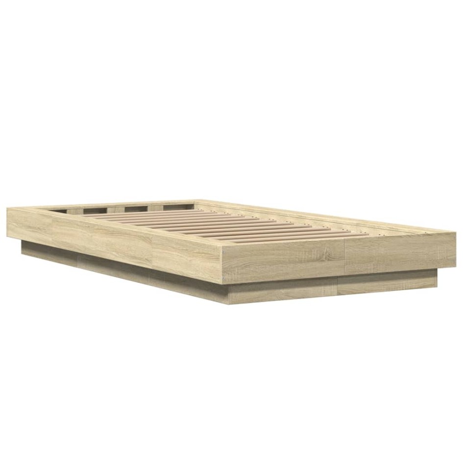 Estructura cama con luces LED madera roble Sonoma 90x190