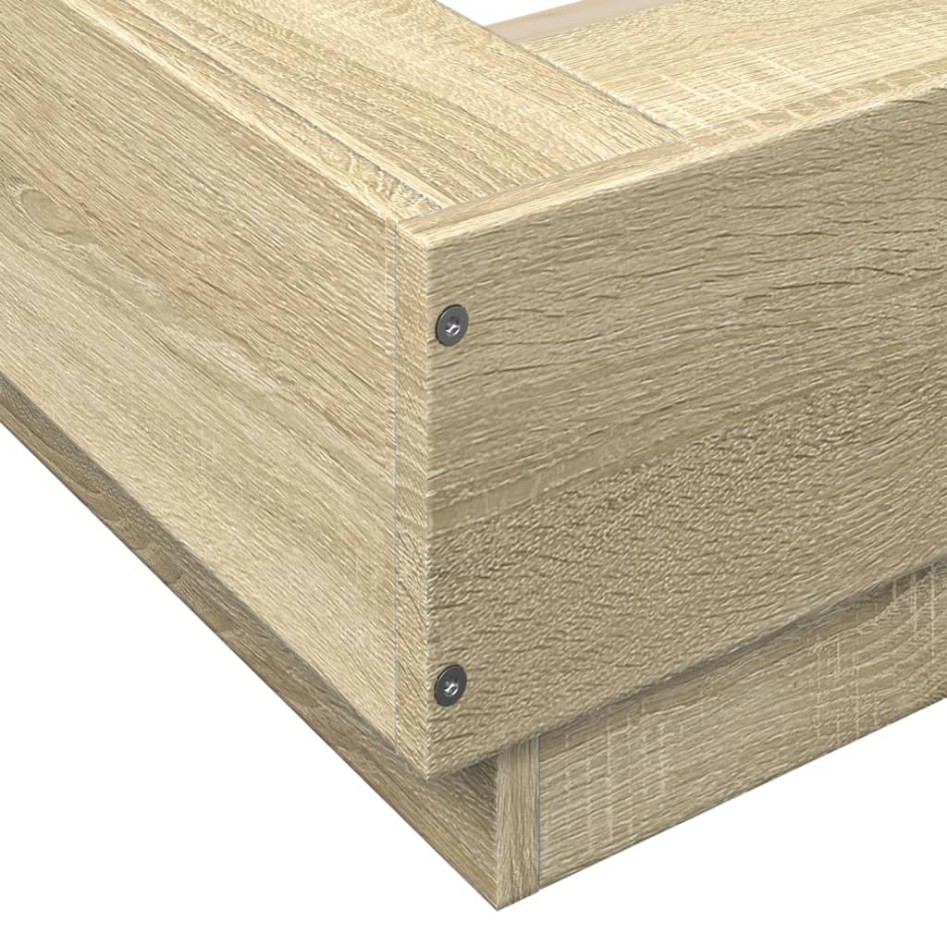 Estructura de cama con luces LED madera roble Sonoma 90x200