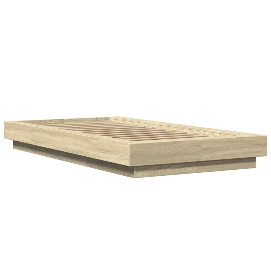 Estructura cama con luces LED madera roble Sonoma 100x200