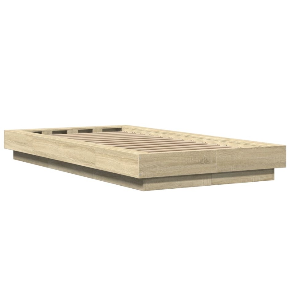 Estructura cama con luces LED madera roble Sonoma 100x200