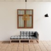 Juego de muebles de jardín 3 pzas y cojines madera maciza pino