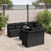 Set de sofás de jardín 8 piezas y cojines ratán sintético negro
