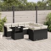 Set de sofás de jardín 8 piezas y cojines ratán sintético negro