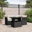 Set de muebles de jardín 5 pzas y cojines ratán sintético negro