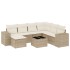 Juego de sofás de jardín con cojines beige 8 pzas ratán