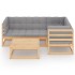Juego de muebles de jardín 5 pzas y cojines madera pino