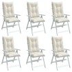 Cojines silla respaldo alto 6 uds tela crema melange 120x50x7cm