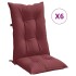 Cojines para silla respaldo alto 6 uds tela rojo tinto