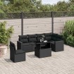 Set de sofás de jardín 7 pzas con cojines ratán sintético negro