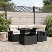 Set de muebles de jardín 5 pzas y cojines ratán sintético negro