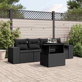 Set de muebles de jardín 5 pzas y cojines ratán sintético