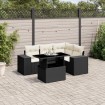 Set de muebles de jardín 5 pzas y cojines ratán sintético negro