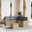 Juego de sofás jardín con cojines beige mezcla 6 pzas ratán PE