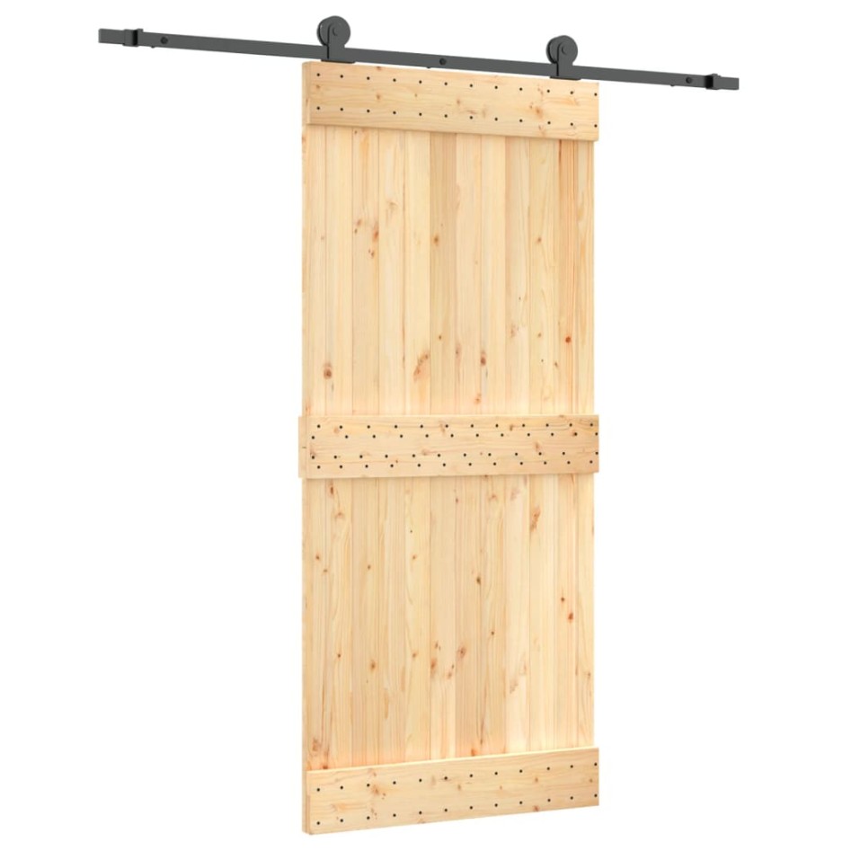 Puerta corredera con herrajes madera maciza de pino 90x210
