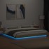 Estructura de cama con luces LED madera roble Sonoma 200x200