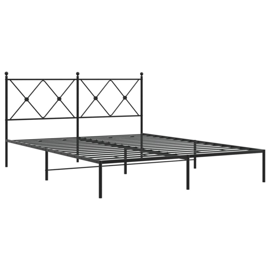 Estructura cama sin colchón con cabecero metal negro 160x200