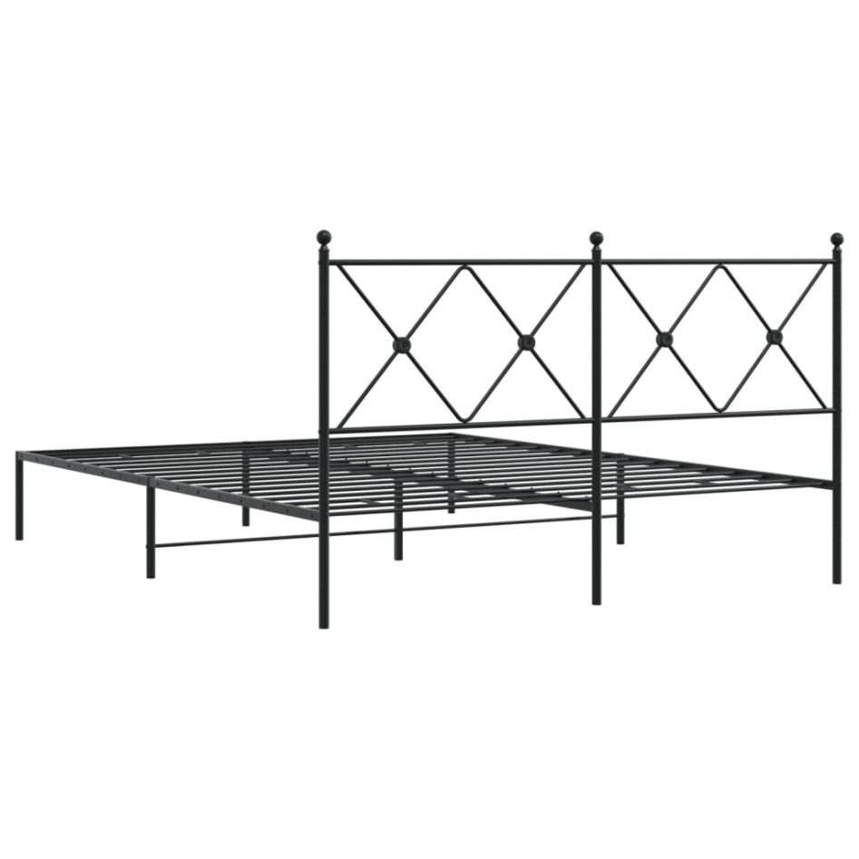 Estructura cama sin colchón con cabecero metal negro 160x200