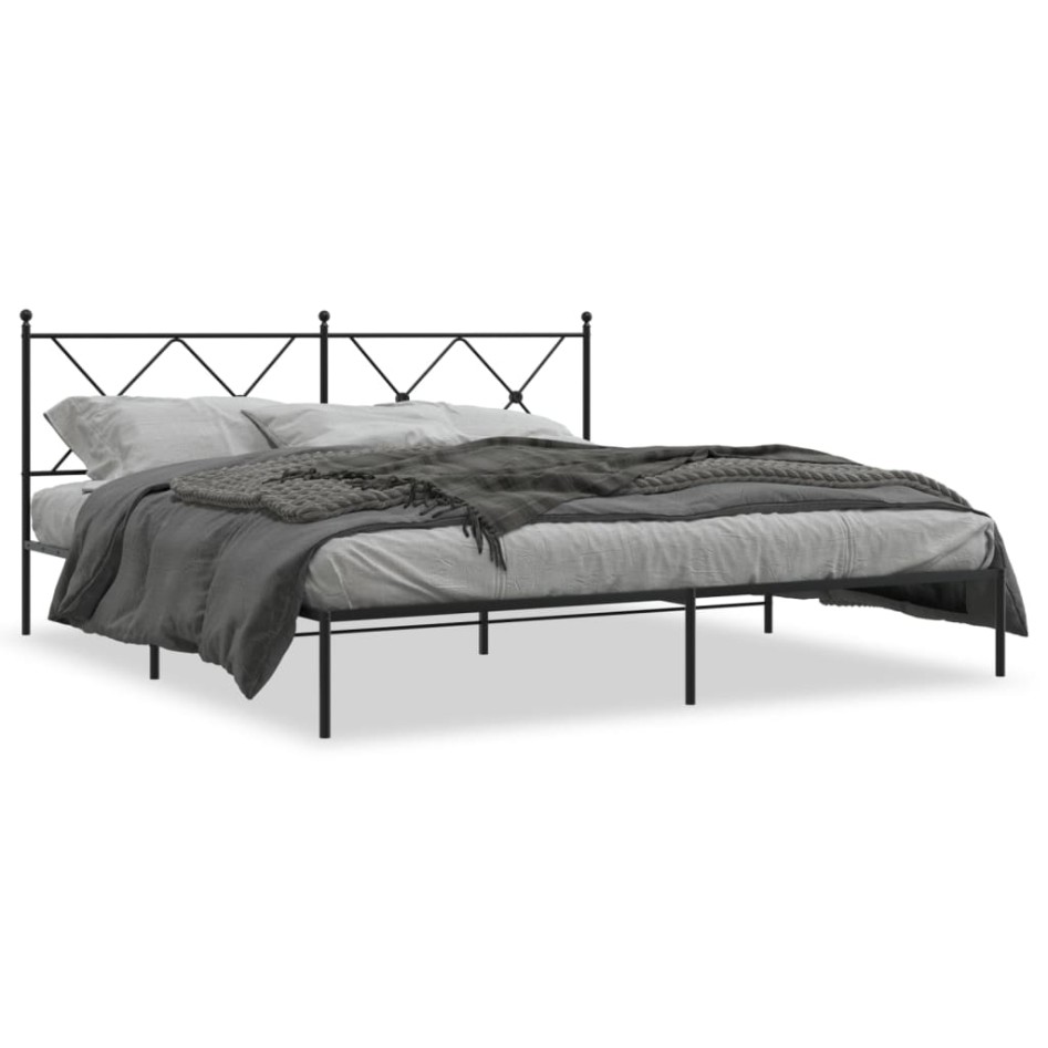Estructura cama sin colchón con cabecero metal negro 183x213