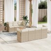 Juego de sofás de jardín con cojines beige 8 pzas ratán PE