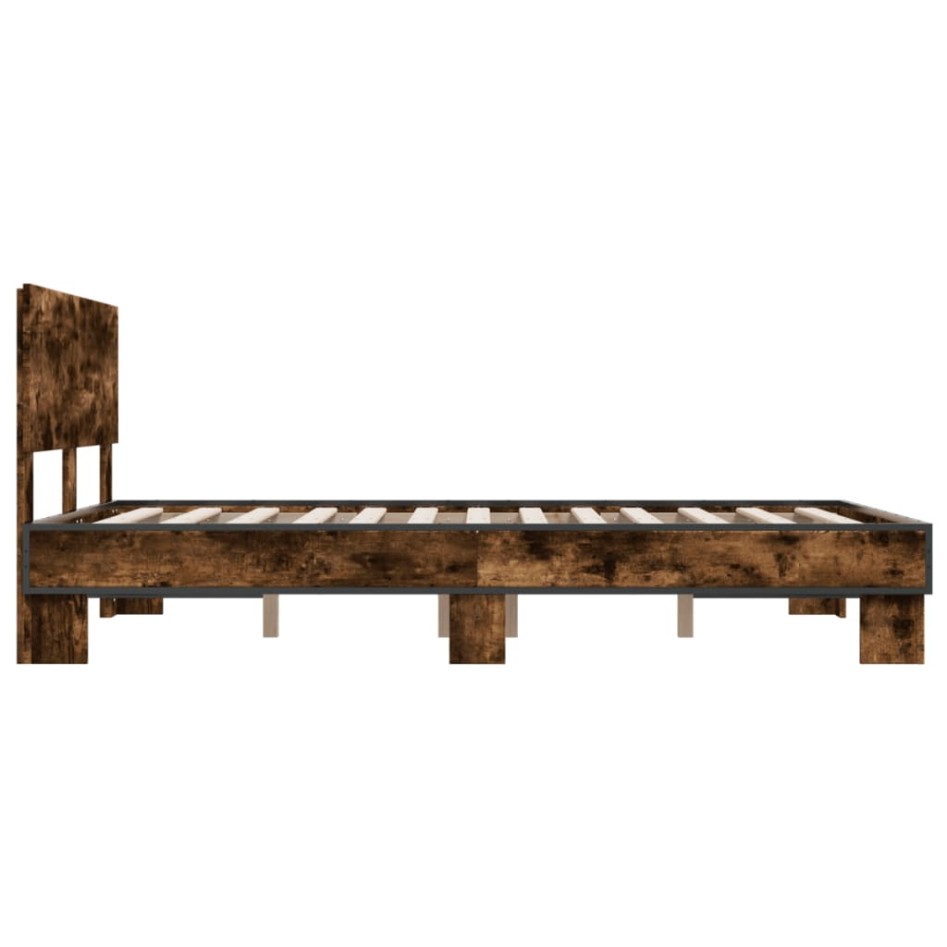 Estructura cama madera ingeniería metal roble ahumado