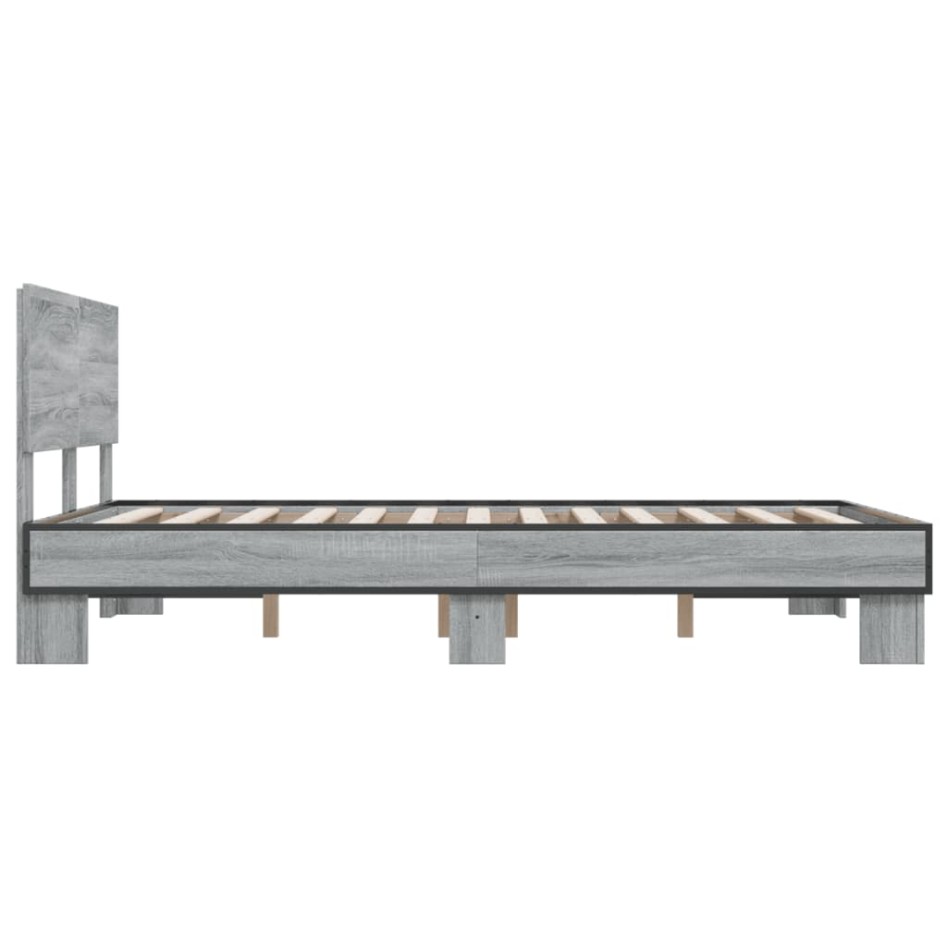 Estructura cama madera ingeniería metal gris Sonoma 120x200