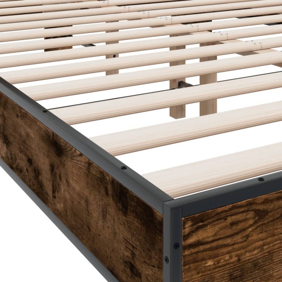 Estructura cama madera ingeniería metal roble ahumado