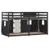 Litera con cortinas madera maciza pino blanco y negro 90x200