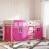 Litera con cortinas madera maciza de pino rosa 90x200
