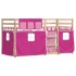Litera con cortinas madera maciza de pino rosa 90x200