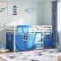 Litera con cortinas madera maciza de pino azul 90x200