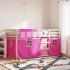 Litera con cortinas madera maciza de pino rosa 90x200