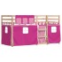 Litera con cortinas madera maciza de pino rosa 90x190