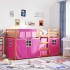Litera con cortinas madera maciza de pino rosa 80x200