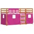 Litera con cortinas madera maciza de pino rosa 80x200