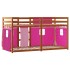 Litera con cortinas madera maciza de pino rosa 80x200